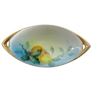 Vintage Nippon Hand-painted 9" Lemon Orange Print Serving Dish Made In‎ Japan